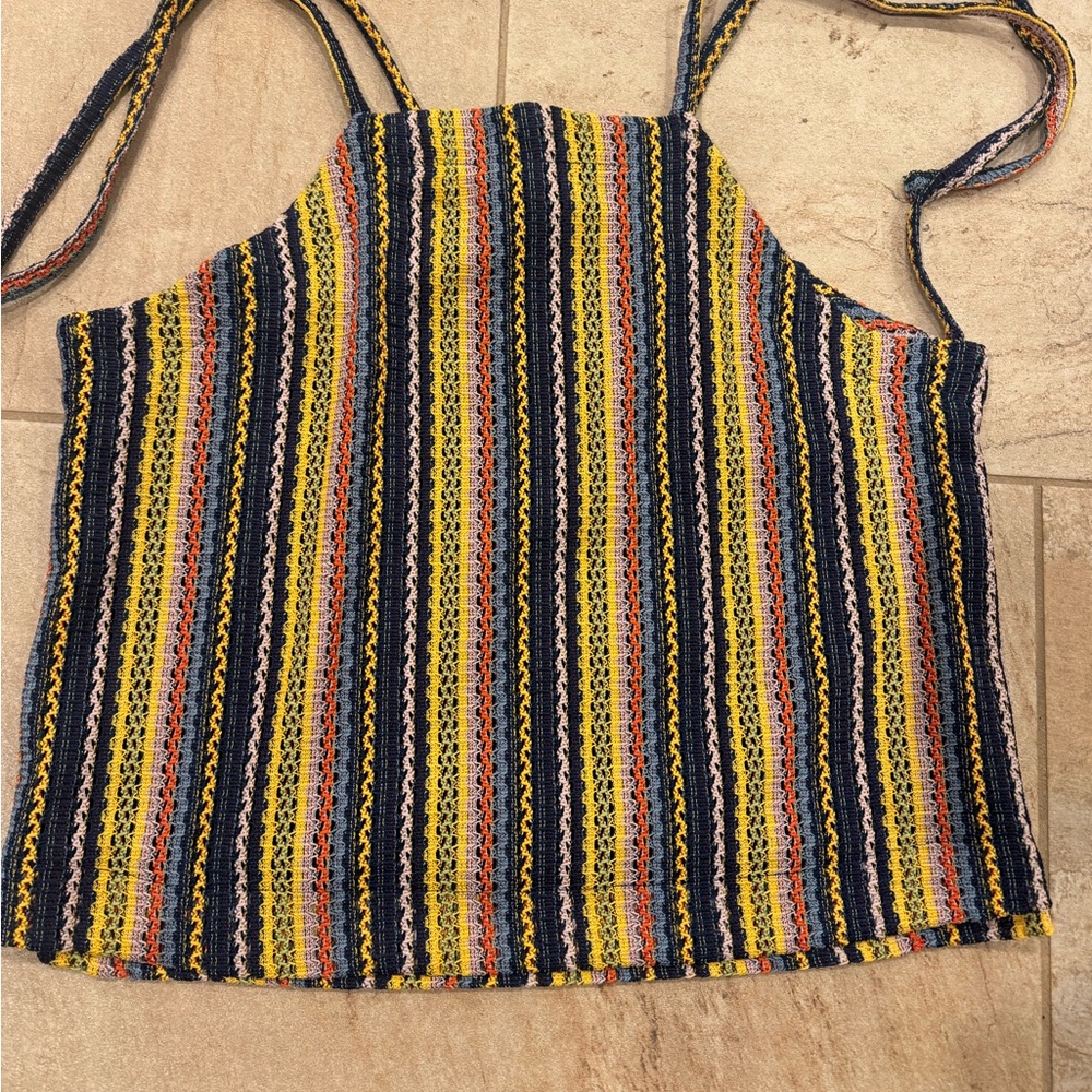 Madewell Black and White Ribbed Crop Tank Top